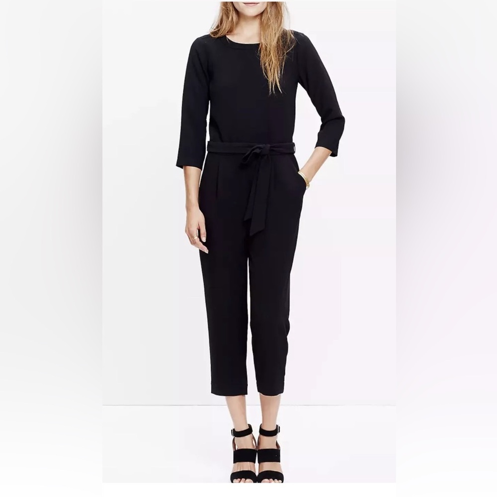 Madewell Sloan Jumper Black 4 Belted Crepe Tapered Crop